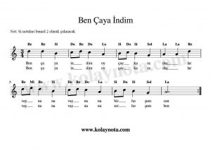 Ben Çaya İndim - Bağlama Notası